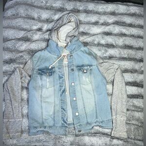 Mossimo Supply Co. Light Blue Denim Jacket with Gray Sleeves